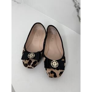Kate Spade Women Flat 7.5 Brown Cheetah Print Calf Hair Leather Ballet Bow Shoes